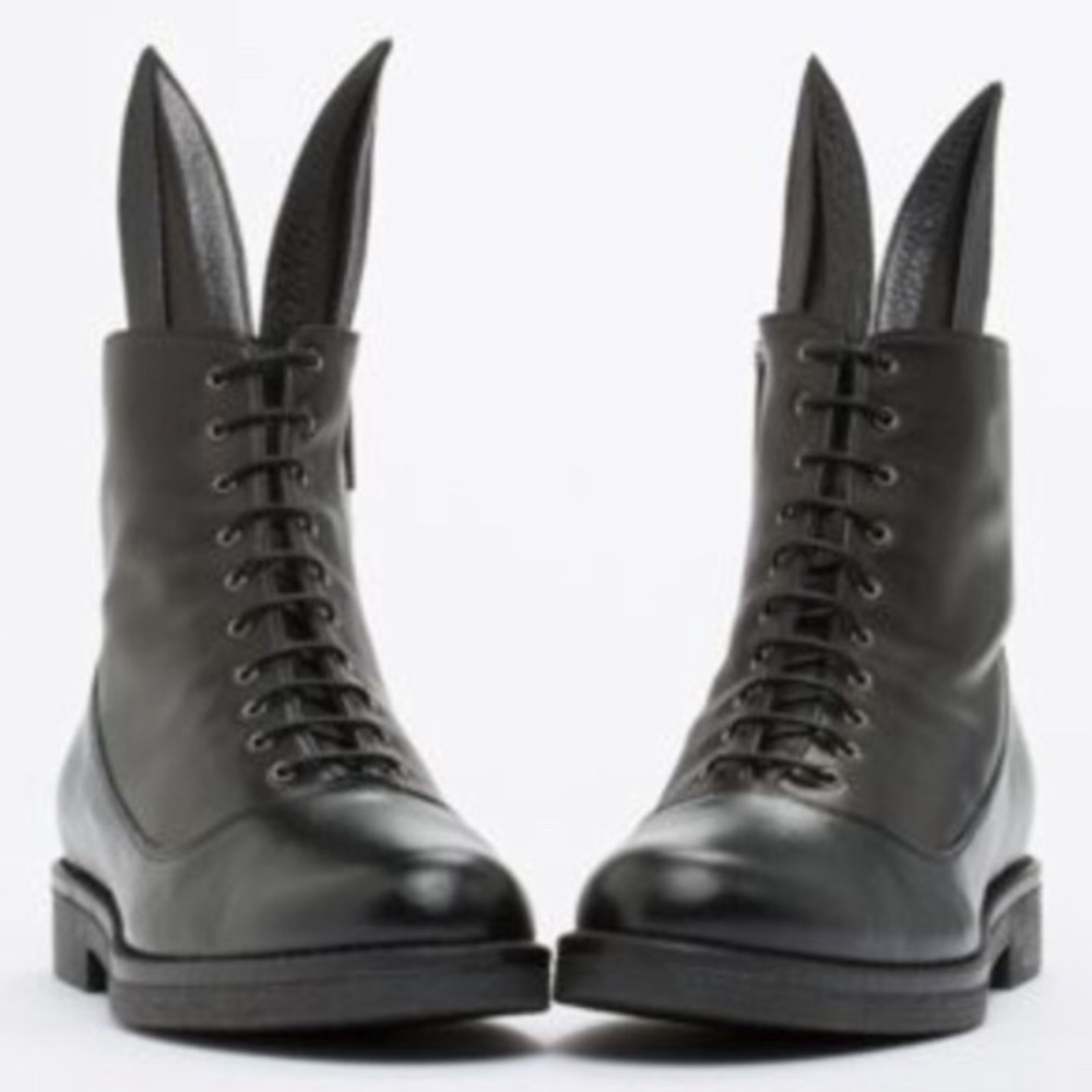 AUTHENTIC MINNA PARIKKA BUNNY COMBAT BOOTS LEATHER